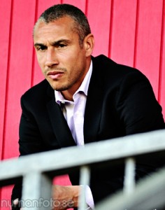 Henrik Larsson fick följa sitt Landskrona från Edsborgs läktare 2010.